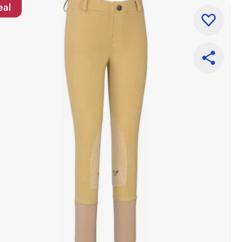 TuffRider Children's Starter Lowrise Pull-On Knee Patch Breeches 12 riding horse